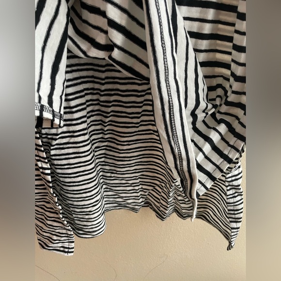 New Mossino Women Sleeveless Linen Dress Black White Stripe Size Medium - Picture 3 of 10